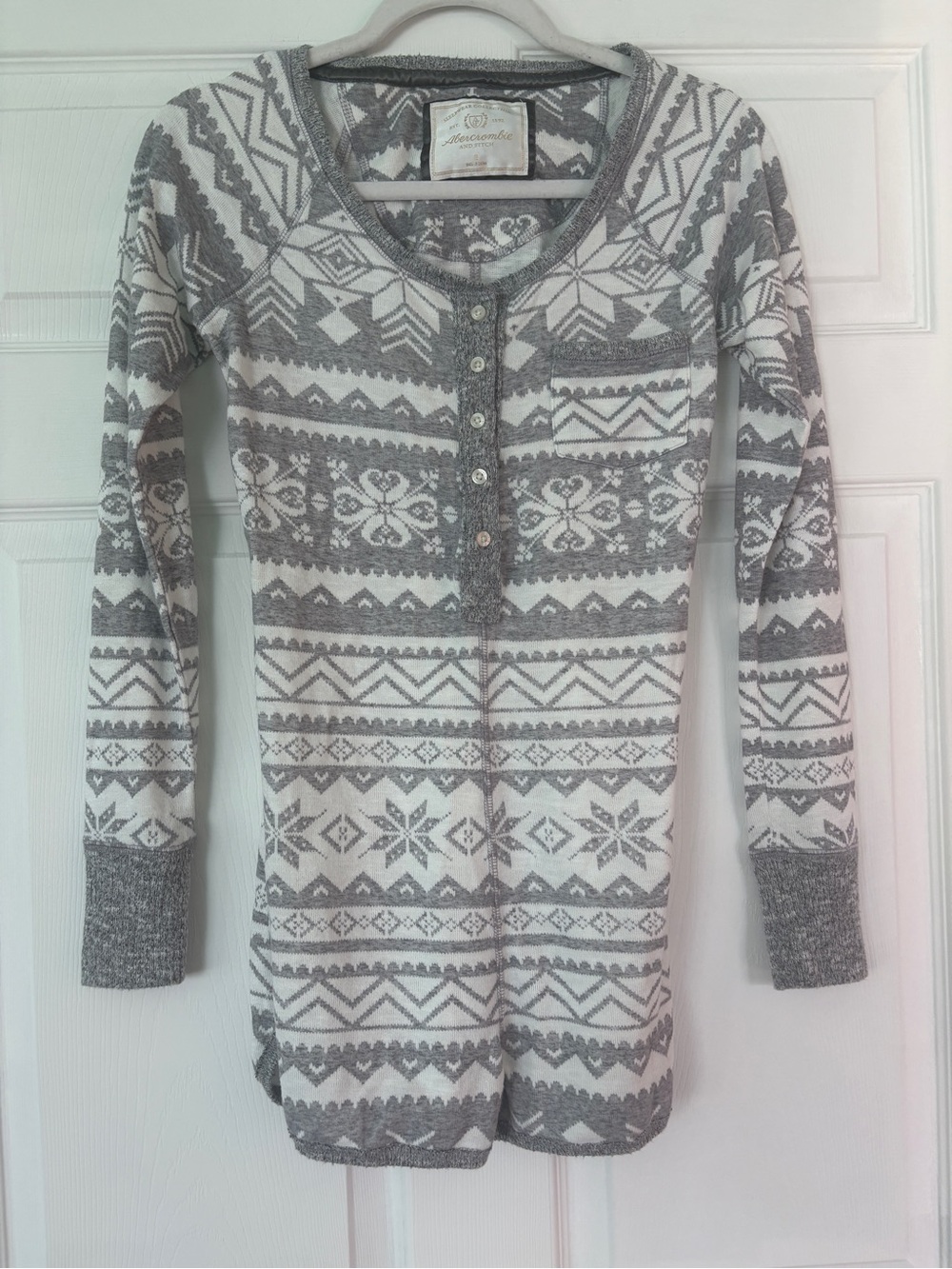 Abercrombie & Fitch Gray and White Fair Isle Pajama Playsuit / Romper